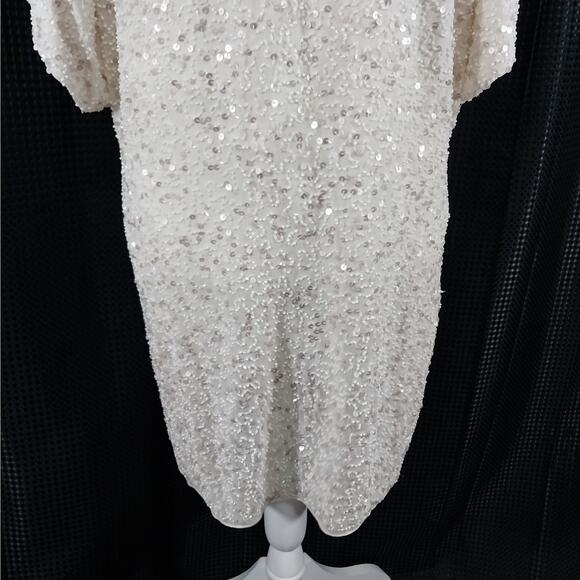 AIDAN MATTOX! SILK! CREAM SEQUIN & BEADED MERMAID INSPO GOWN, DRESS! SZ 4 - Picture 8 of 13